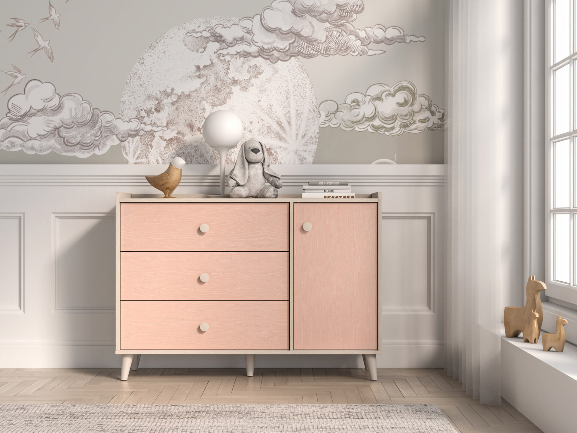 Mevel 05 Tuksneša smilšu/tūkstošgades rozā - 1D3S kumode — изображение 3