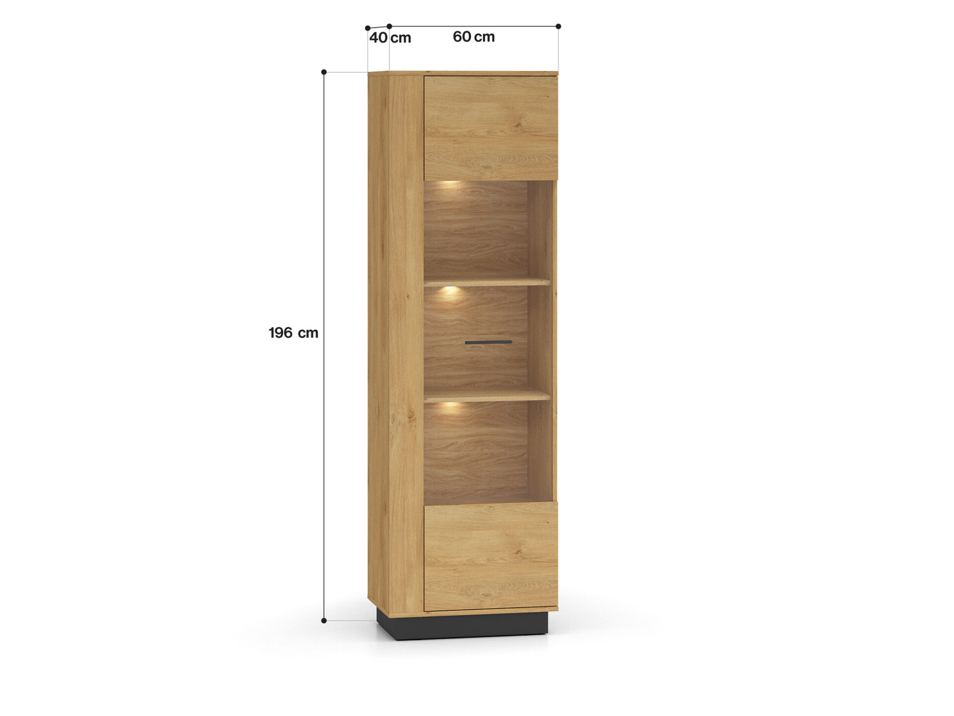 MODESTO 02 stilīgs ozols/melns – 1D vitrīna — изображение 10
