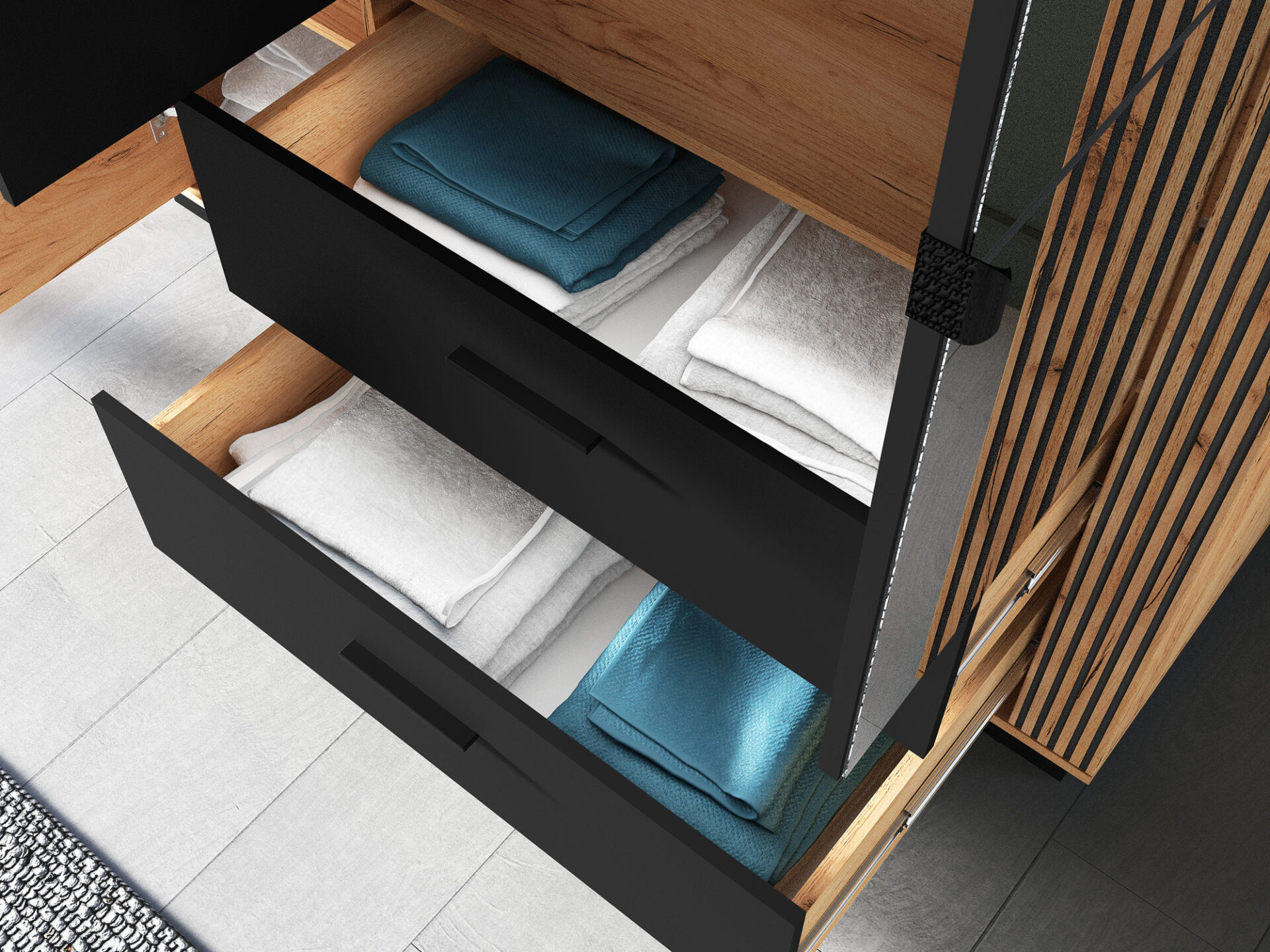 URSO 02 roku darbs zelta/melnā krāsā – 3D2S skapis