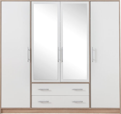 SMART 1 skapis, Sonoma ozols + balts lux ar spoguli