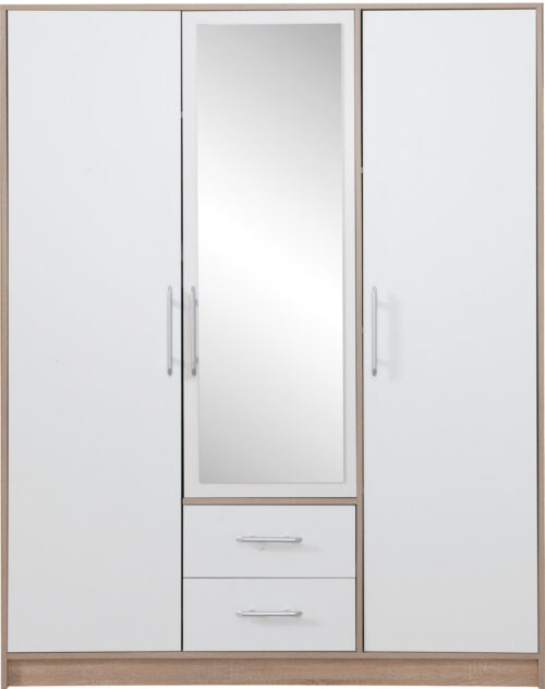 SMART 2 skapis, Sonoma ozols + balts lux ar spoguli