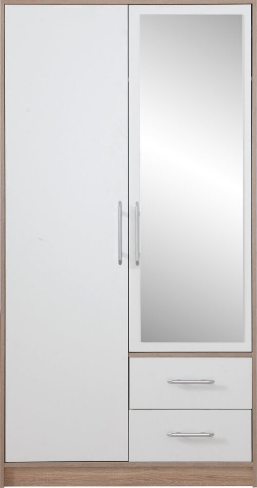 SMART 3 skapis, Sonoma ozols + balts lux ar spoguli