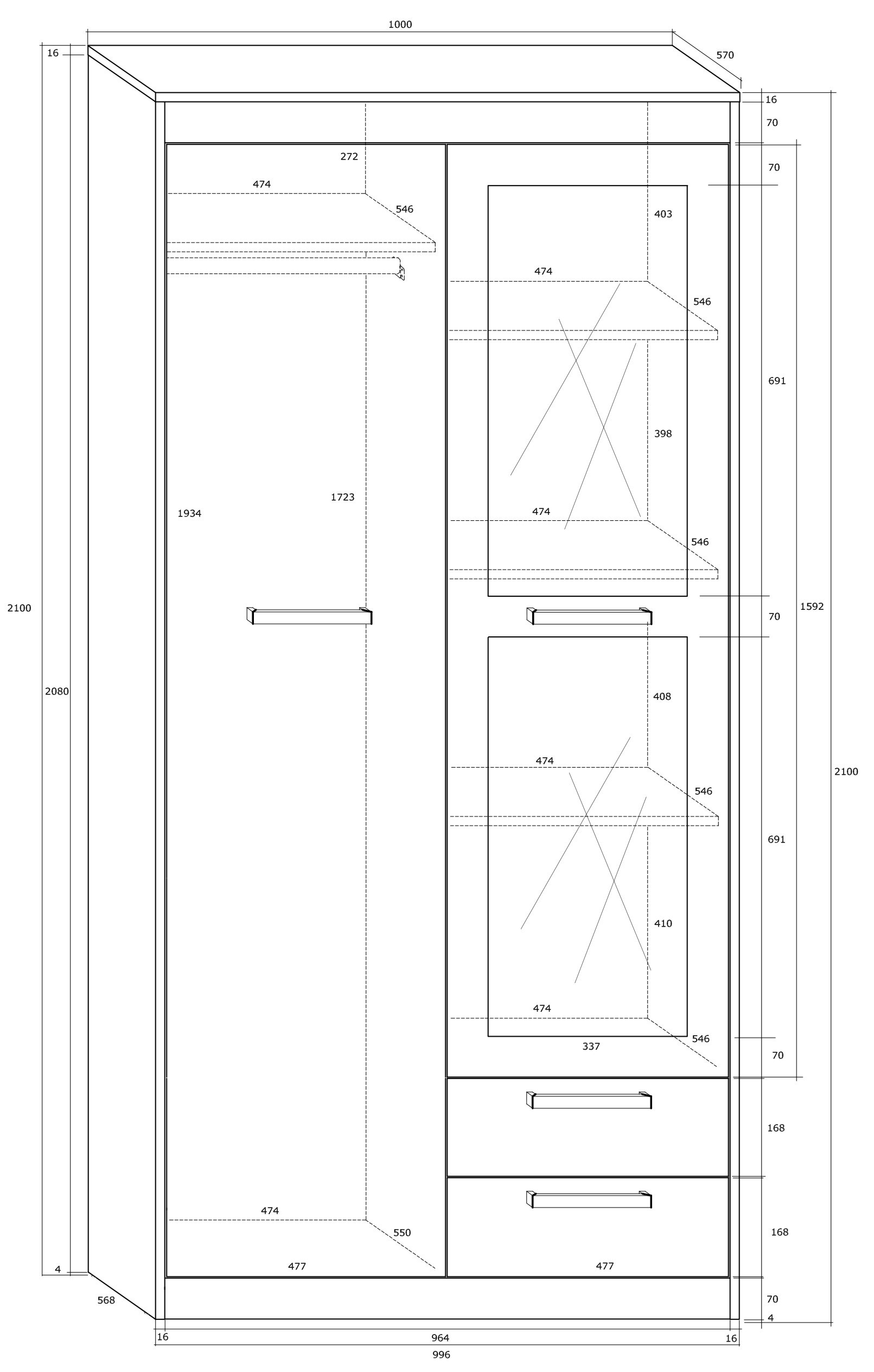 EMAX 04 mēbeļu skapis 2D2S — изображение 6