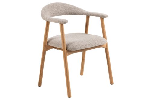 ADELE Latte Beige (Monza 60 audums) / Dabīga ozola rāmis – KOKA BUKLE KRĒSLS DZĪVOJAMĀM ISTABĀM, ĒDAMISTABAI, RETRO VIRTUVEI