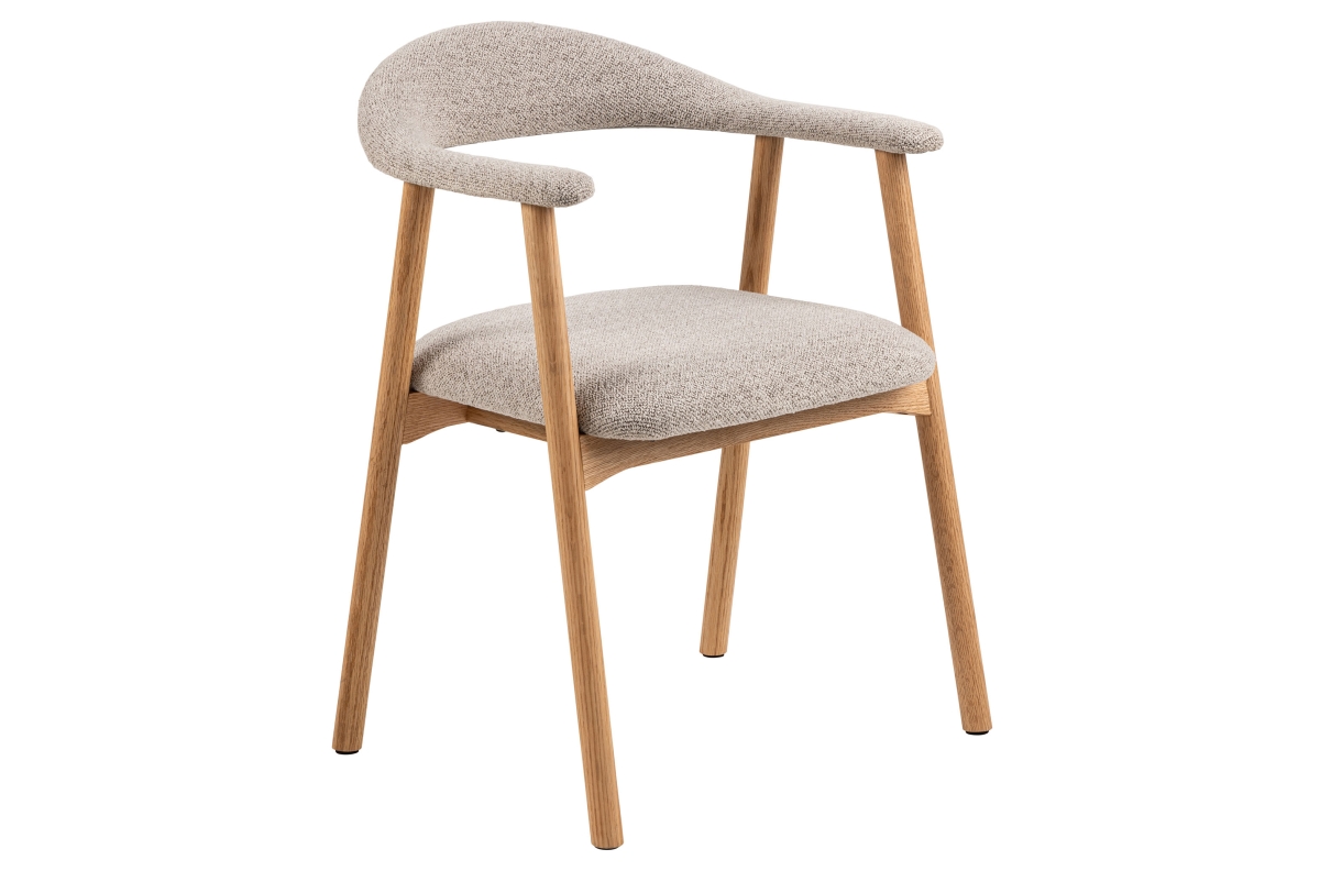 ADELE Latte Beige (Monza 60 audums) / Dabīga ozola rāmis - KOKA BUKLE KRĒSLS DZĪVOJAMĀM ISTABĀM, ĒDAMISTABAI, RETRO VIRTUVEI