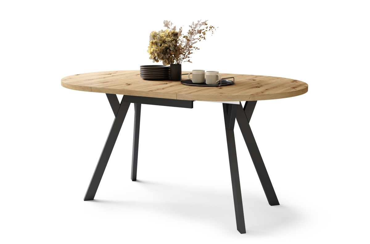 ALDO Artisan ozolkoka/melnas kājas - apaļš izvelkams galds ar Y formas kājām, LOFT/INDUSTRIAL, DZĪVOJAMĀ ISTABA/ĒDAMISTABA — изображение 7