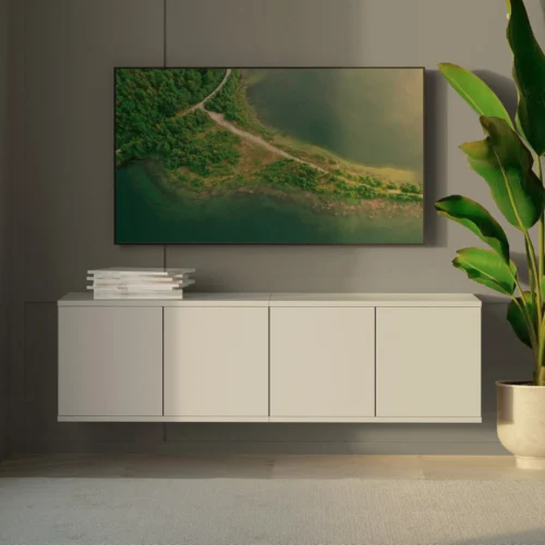 Bianko sienas TV skapītis, 140 cm, kašmira krāsā