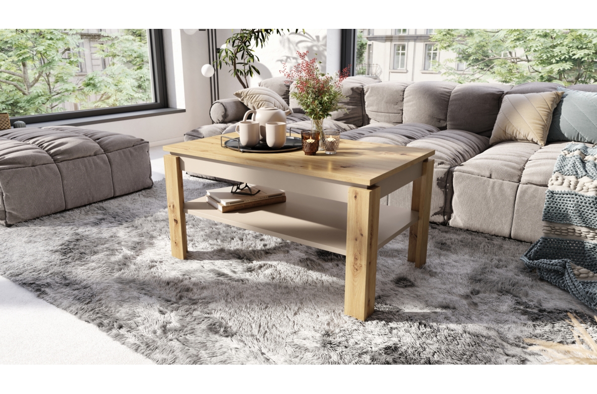 ASTI-R Artisan Oak/Beige (Champagne) - MODERNS SOLS/GALDS AR IZVIETOJAMU GALDA VIRSMU — изображение 2
