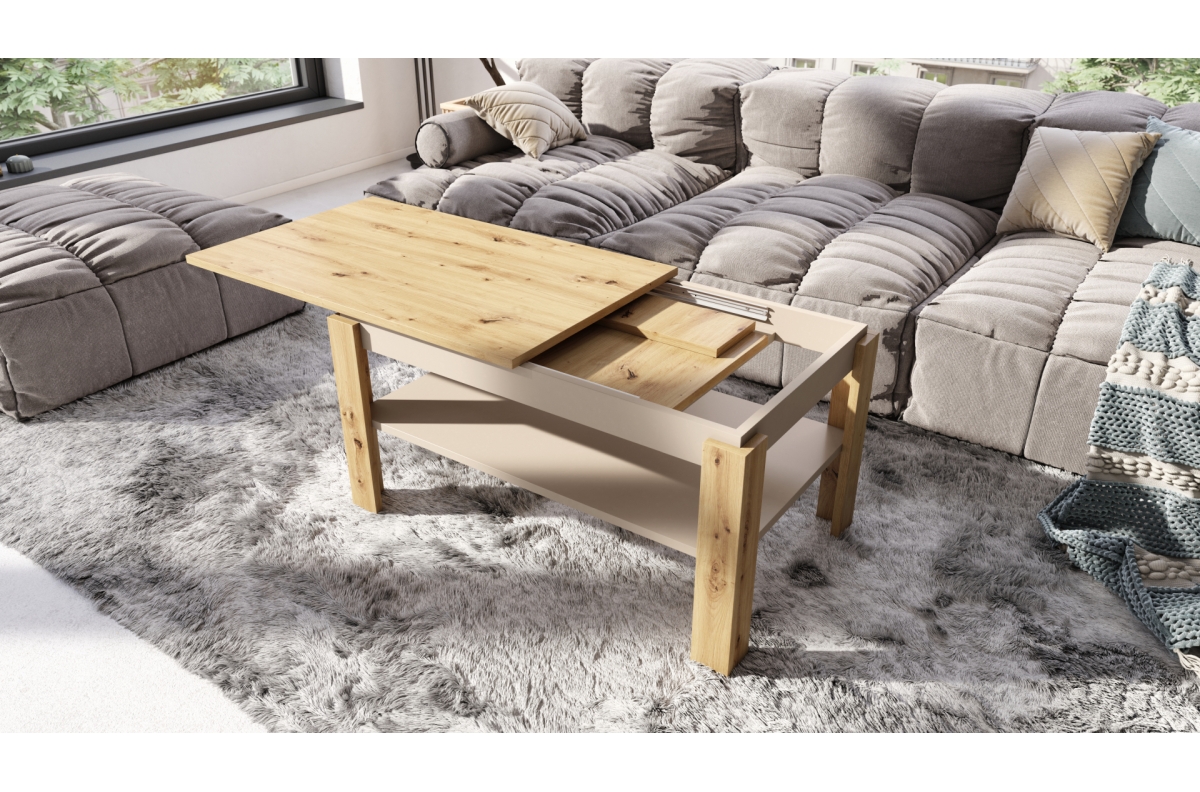 ASTI-R Artisan Oak/Beige (Champagne) - MODERNS SOLS/GALDS AR IZVIETOJAMU GALDA VIRSMU — изображение 4