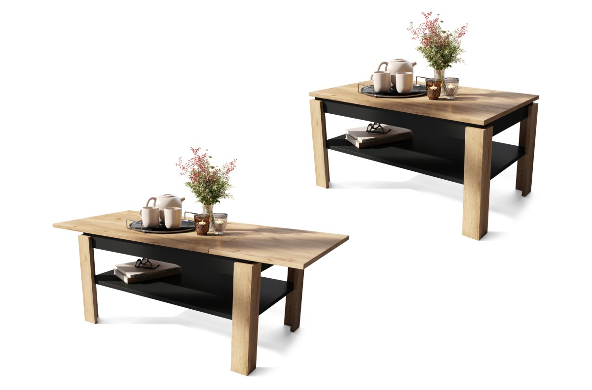 ASTI-R Craft ozols, zelta/melns – MODERNS SOLS/GALDS AR IZVIETOJAMU GALDA VIRSMU