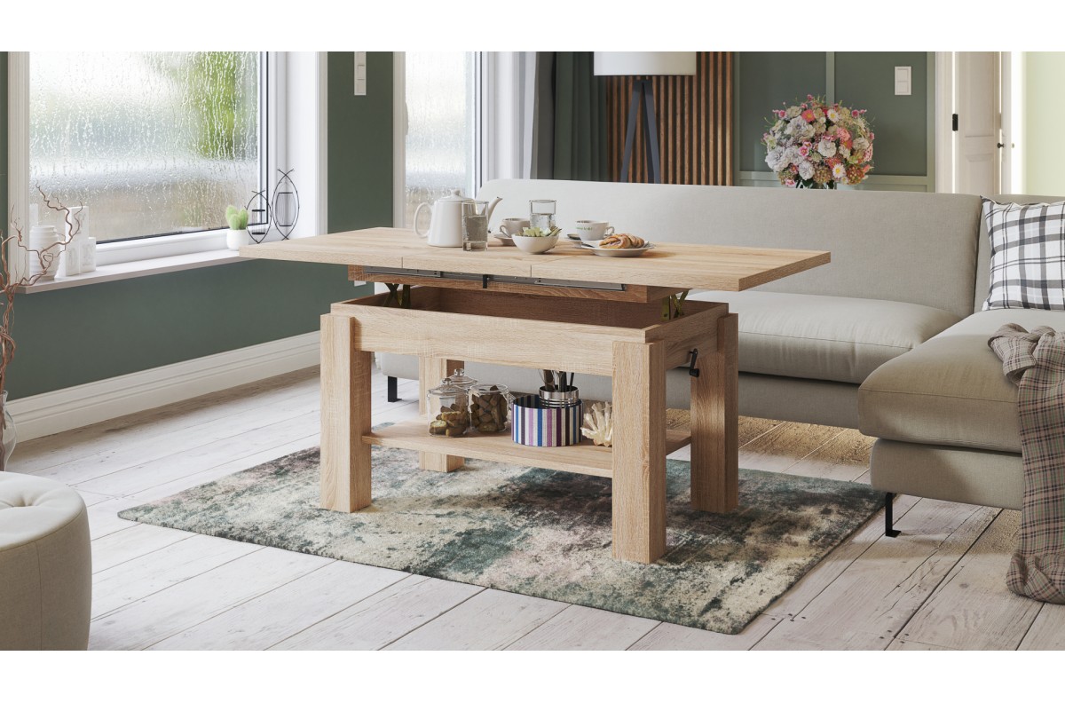 ASTORIA Sonoma Oak - SALOKAMAIS KAFIJAS GALDIŅŠ AR PLAUKTU — изображение 2