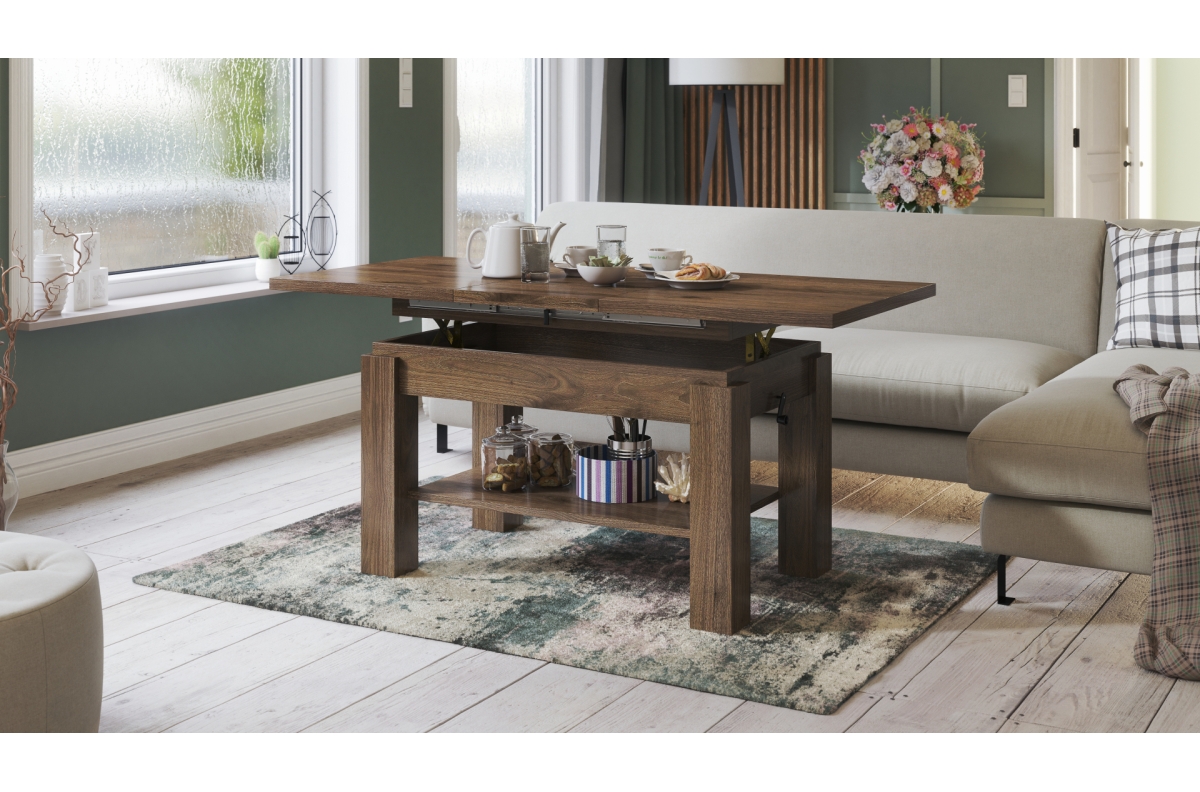 ASTORIA Elegant Walnut - Salokāms kafijas galdiņš ar plauktu — изображение 2
