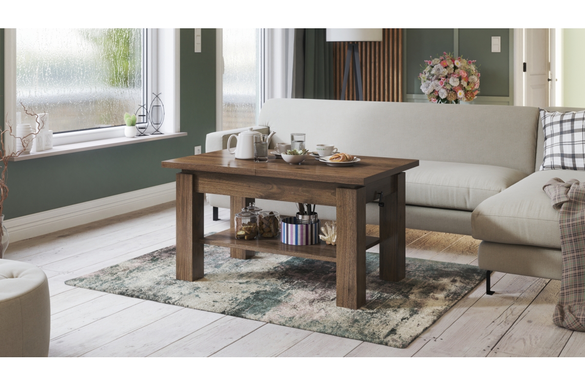 ASTORIA Elegant Walnut - Salokāms kafijas galdiņš ar plauktu — изображение 3