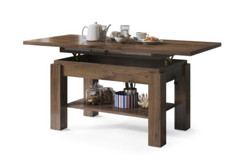 ASTORIA Elegant Walnut – Salokāms kafijas galdiņš ar plauktu