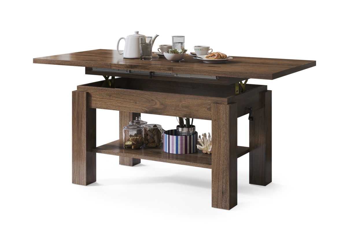 ASTORIA Elegant Walnut - Salokāms kafijas galdiņš ar plauktu
