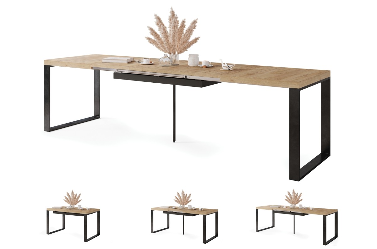 AVARI Gold Craft Oak - DZĪVOJAMĀS ISTABAS/ĒDAMISTABAS GALDS, IZGARINOŠS LĪDZ 270 VAI 290 CM!