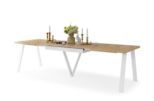 AVERY Artisan ozols/balta pamatne – INDUSTRIĀLS/PALEŠU STILS DZĪVOJAMĀI ISTABAI/ĒDAMISTABAI, PAPLAŠINĀMS – 2 IZMĒRI!