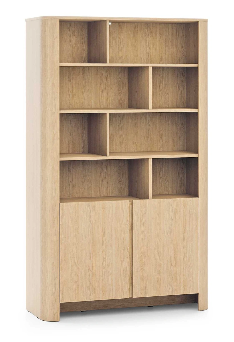 Bari grāmatu skapis ar plauktiem un skapi, Vicenza ozols, RG103
