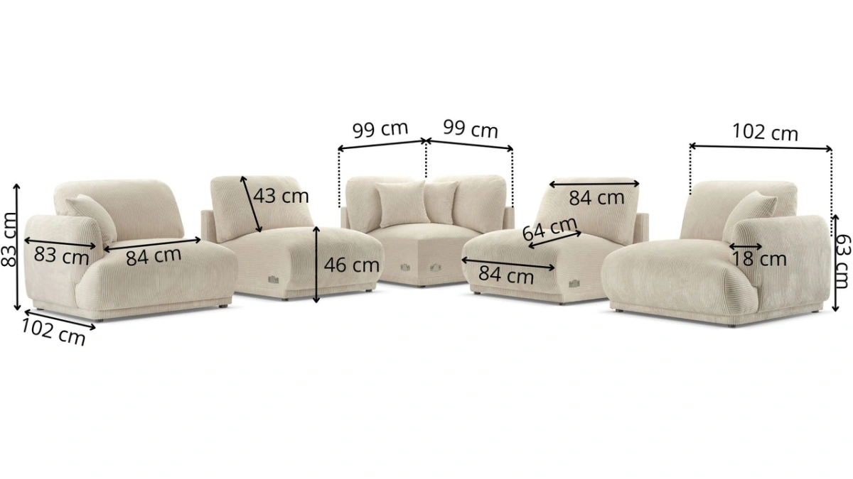 Chacco fiksēts stūra dīvāns B+1+R+1+B — изображение 3