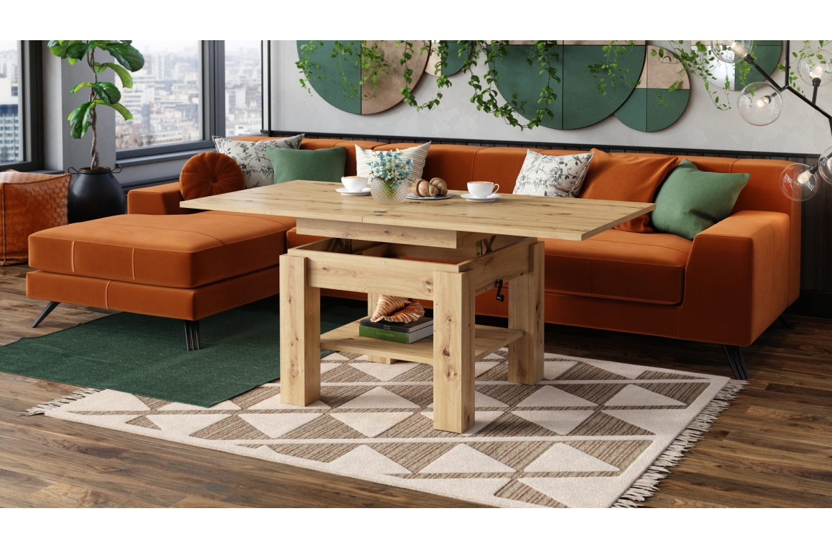 CLEO Artisan Oak - Kafijas galdiņš ar izvelkamu un paceļamu virsmu — изображение 2