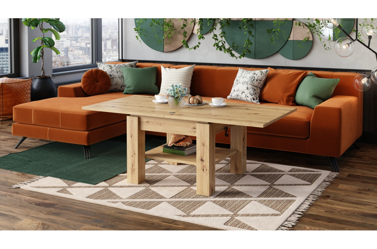 CLEO Artisan Oak - Kafijas galdiņš ar izvelkamu un paceļamu virsmu — изображение 3
