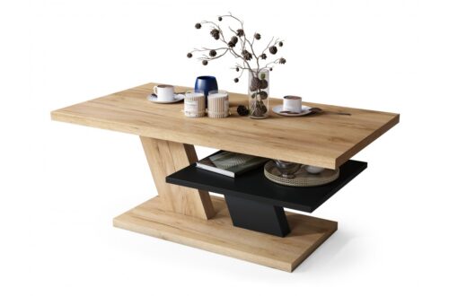 CLIFF MAT Craft Oak Gold/Black – MODERNS KAFIJAS GALDIŅŠ