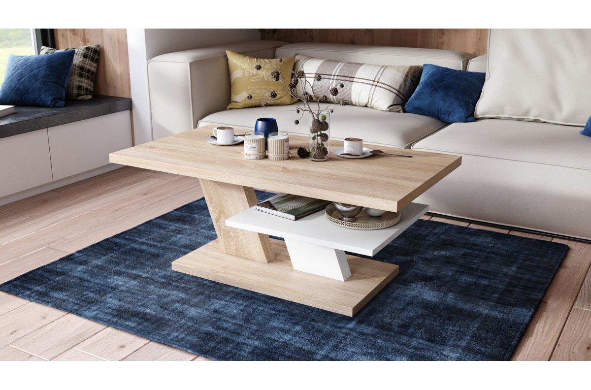 CLIFF MAT Sonoma ozols/balts - MODERNS KAFIJAS GALDIŅŠ — изображение 2