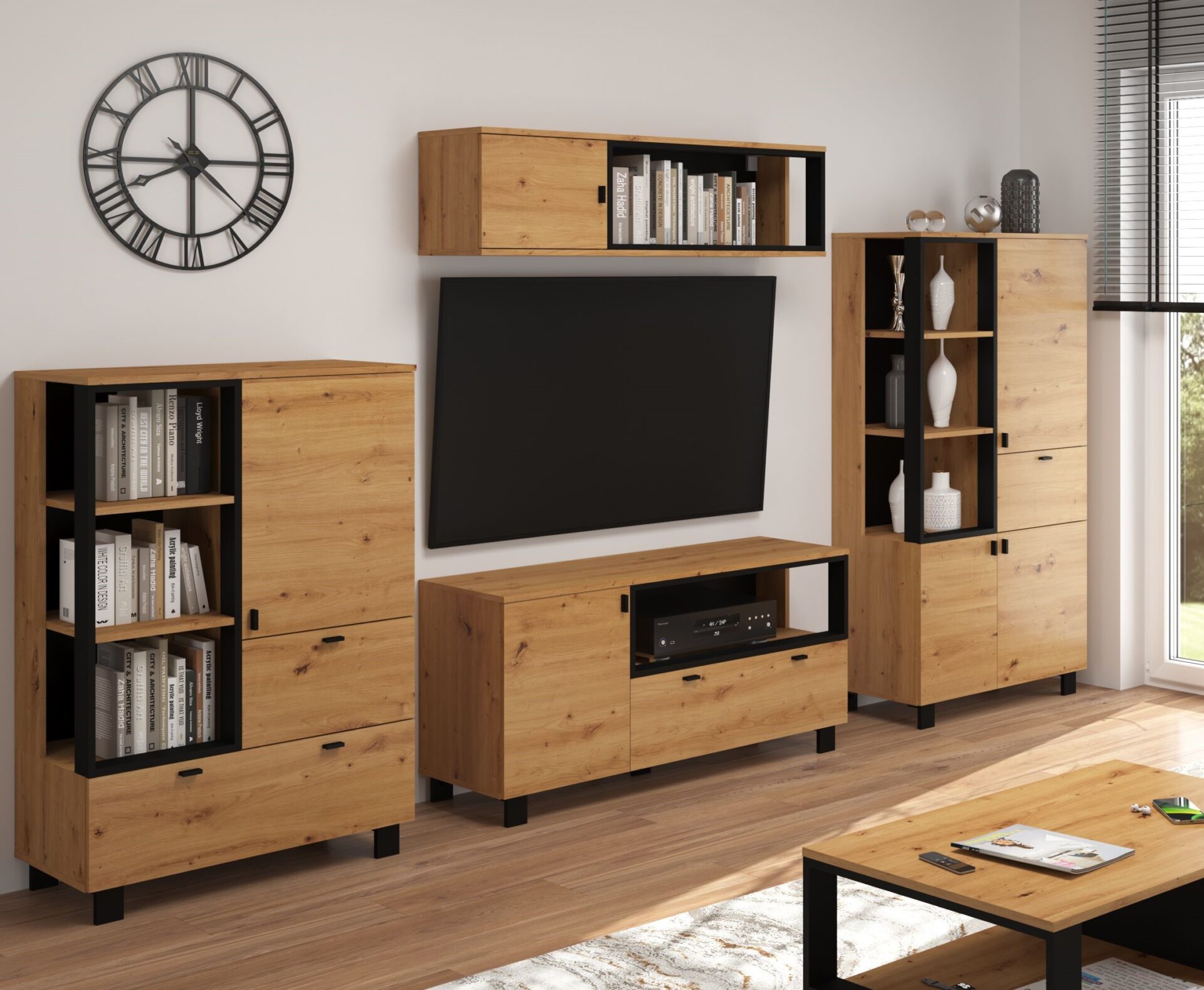 GAVES #1 viesistabas mēbeles sienas skapis grāmatu plaukts TV skapis piekarināms plaukts amatnieks — 2 attēls
