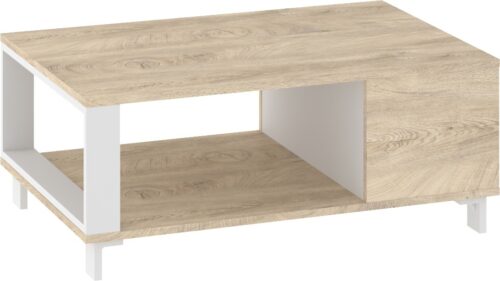 GAVES 04 mēbeles, moderns kafijas galdiņš viesistabai, ozola imitācija, balts