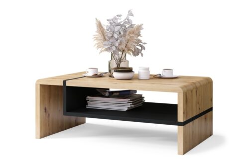 FOLK Artisan Oak/Black – MODERNS KAFIJAS GALDIŅŠ AR PLAUKTU