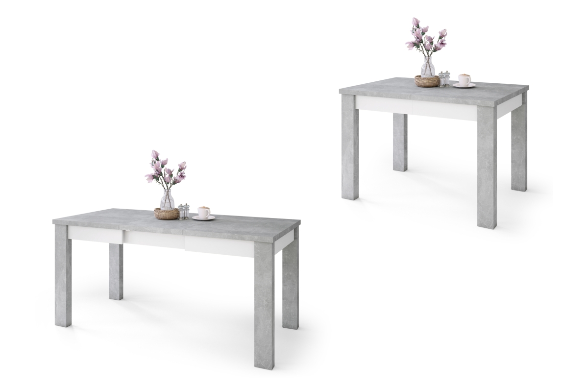 FONTE Light Concrete Atelier / Matēti balts - KLASISKS VIRTUVES/DZĪVOJAMĀS ISTABAS GALDS, IZGARINOŠS LĪDZ 130 VAI 155 CM!