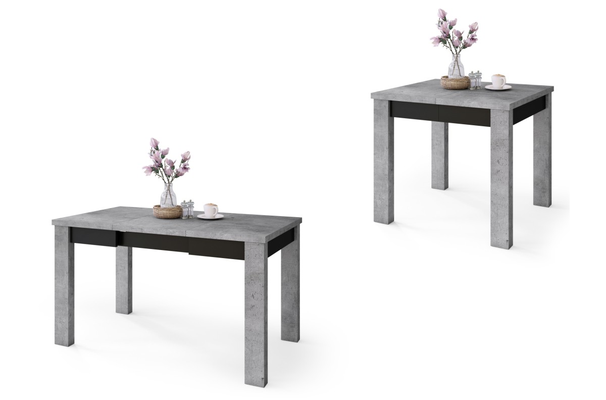 FONTE Millenium Concrete / Matēti melns - KLASISKS VIRTUVES / DZĪVOJAMĀS ISTABAS GALDS, IZGARINOŠS LĪDZ 130 VAI 155 CM!