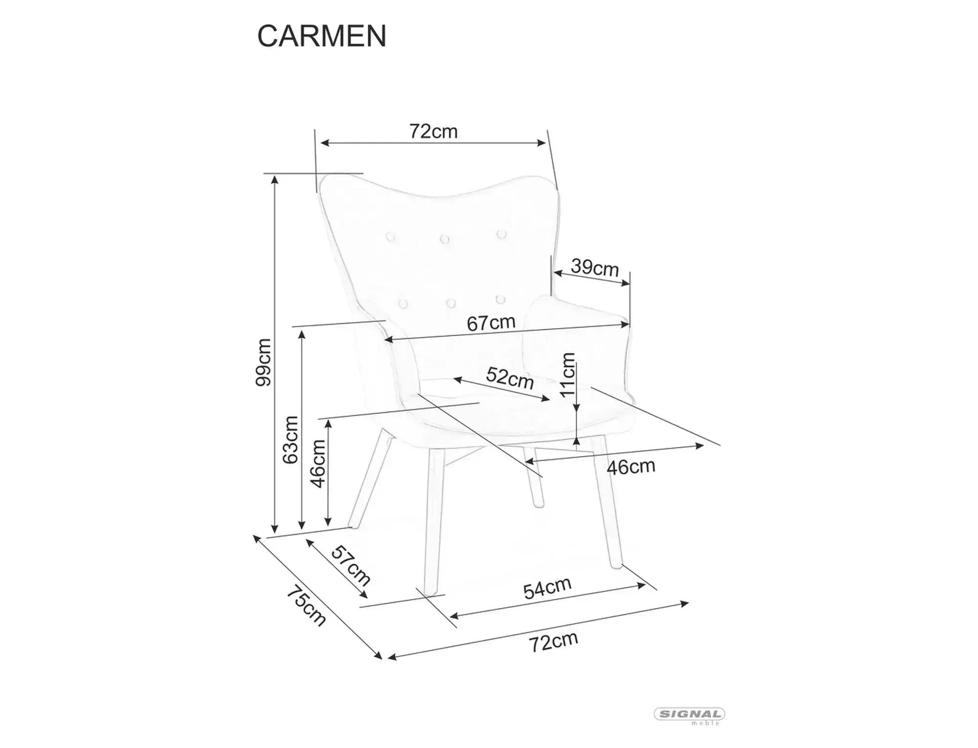 Carmen Raven CARMENACCBE30 atpūtas krēsls — 2 attēls