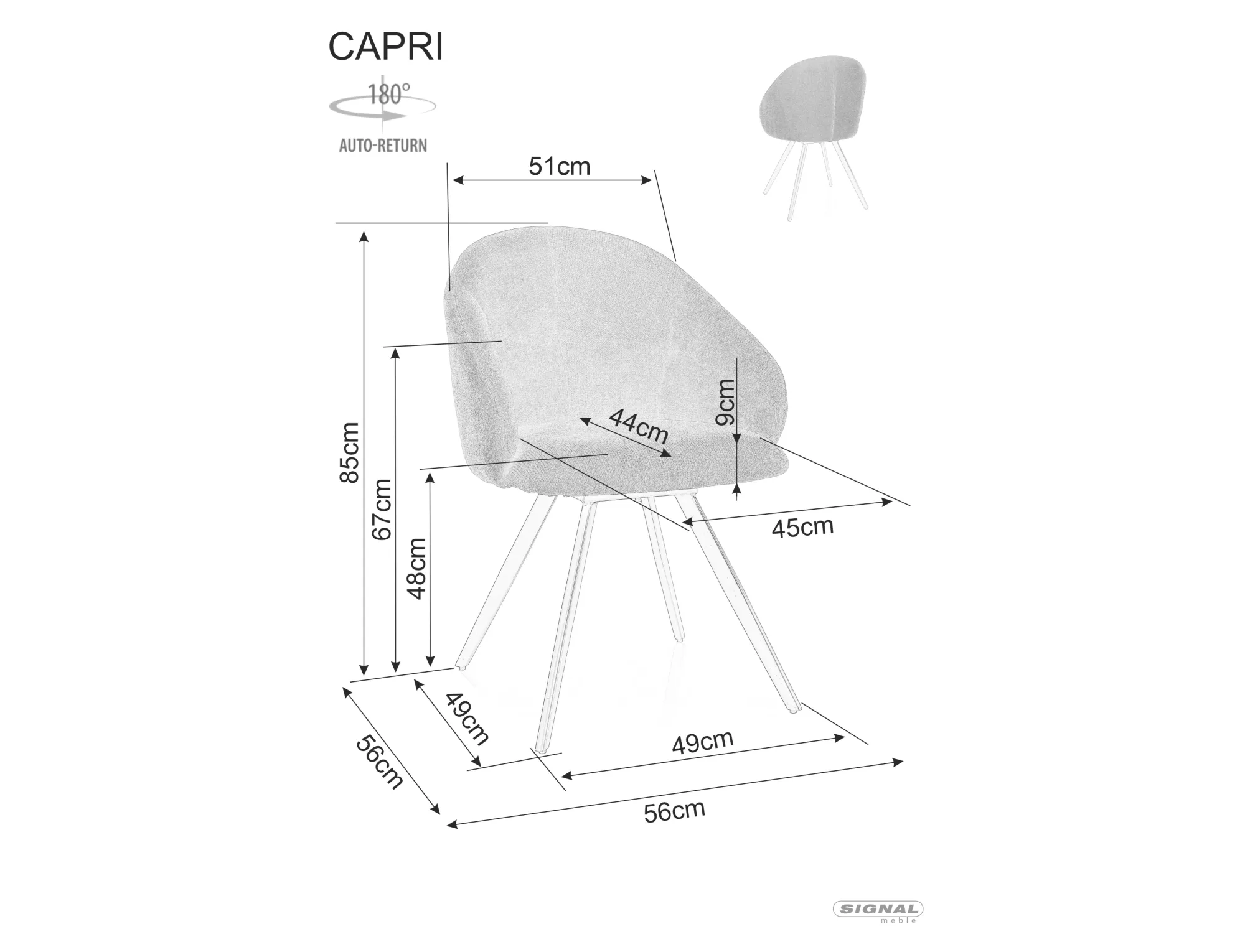 Capri Name CAPRIVACCBE krēsls — 4 attēls