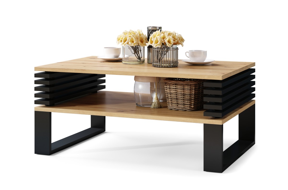 GOKEE S-90 Artisan Oak/Matt Black - MODERNS KAFIJAS GALDIŅŠ AR RESTI