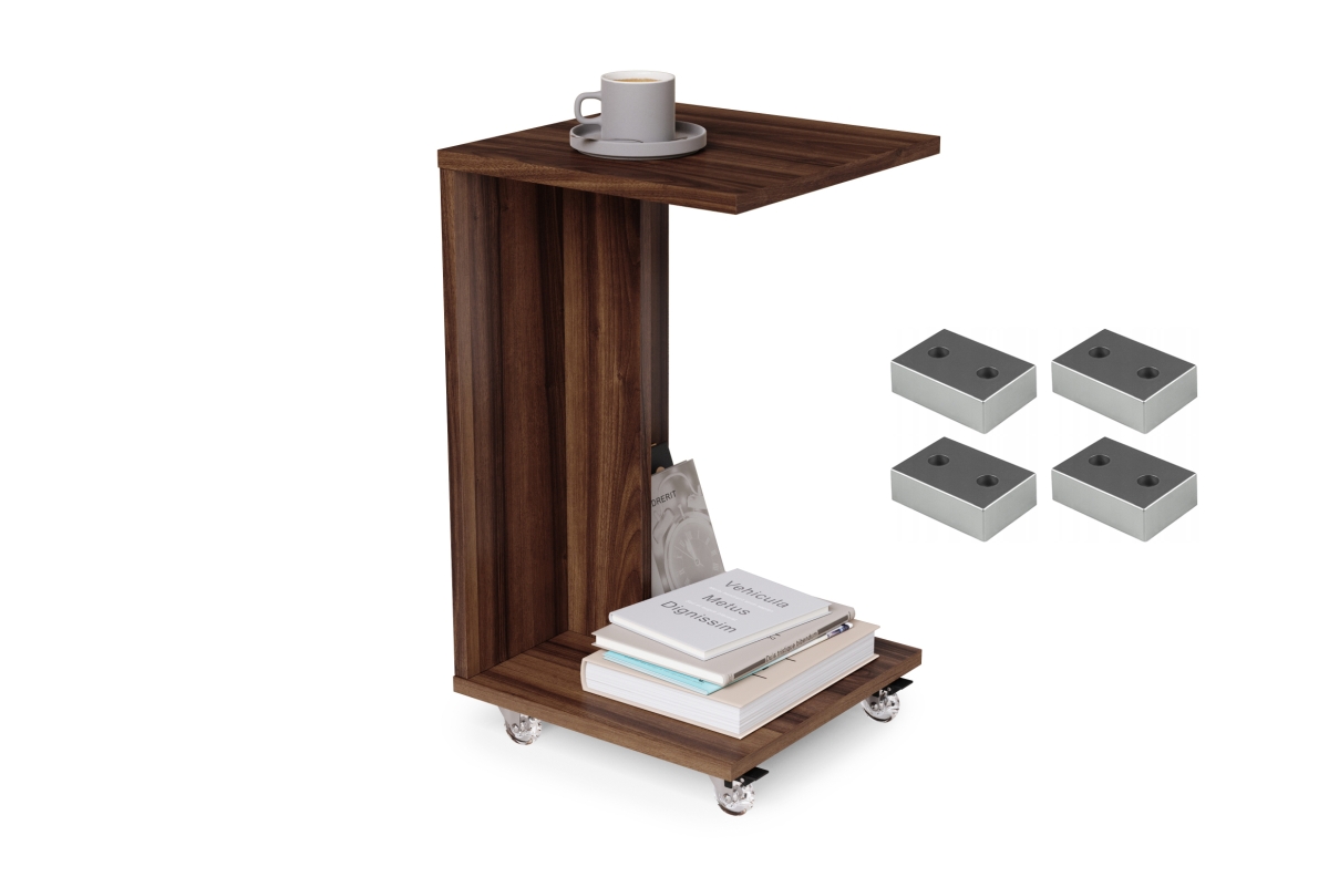 HUGO California Walnut - 2-in-1 sānu galdiņš uz riteņiem/kājiņām - mobilais sānu galdiņš viesistabai/guļamistabai/bērnistabai