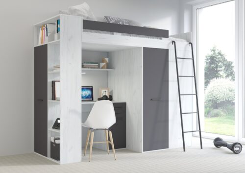 RAVENA P mezzanine bez roku darināta paklājiņa, balts/grafīts