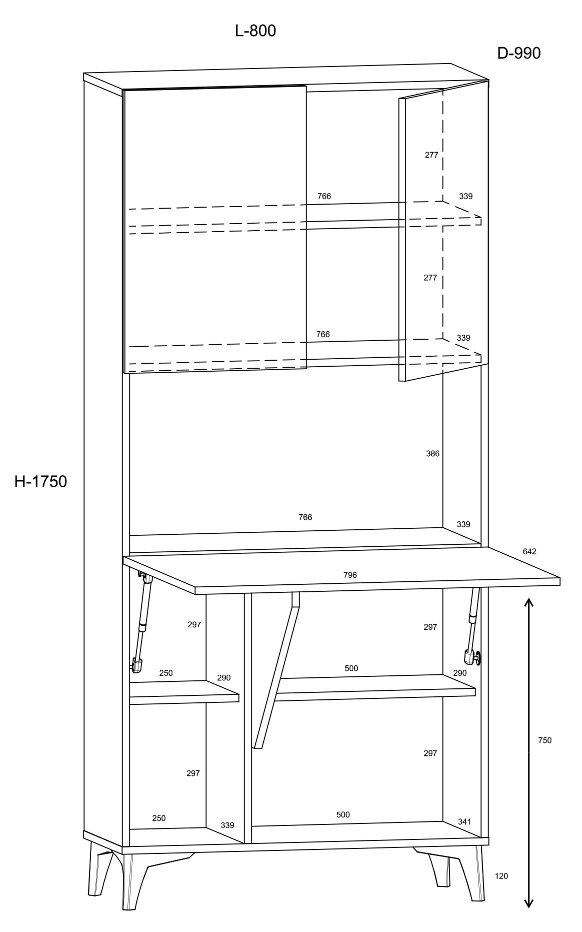 MEGI mēbeles, 1 plaukts + galds, ozols — 3 attēls