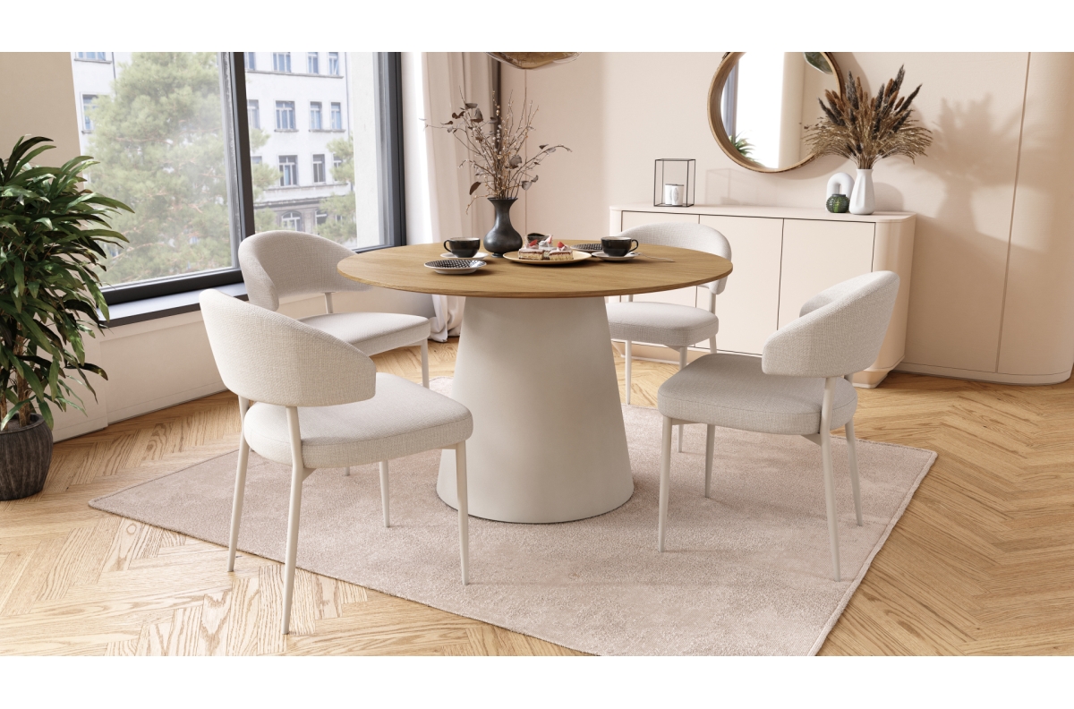 IRIS Beige (Basel 24 audums) / pelēkbēšs rāmis (kašmirs) - MODERNS BOHO STILA APVILKTS DZĪVOJAMĀS ISTABAS / ĒDAMISTABAS KRĒSLS — изображение 2