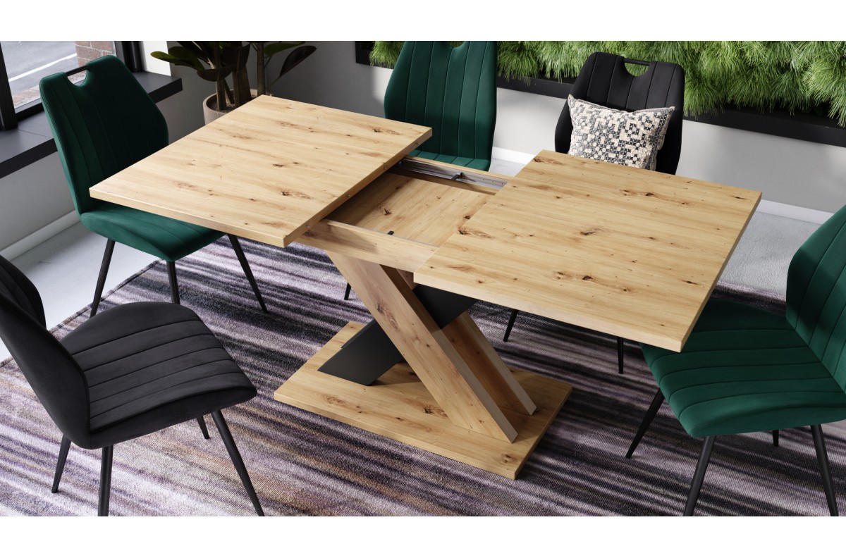 KARO Artisan ozols/matēti melns - MODERNS GALDS, LĪDZ 180 CM GARUMAM! — 4 attēls
