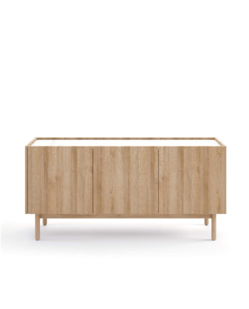 Boho kumode K144/68, trīs durvis, Riviera Oak/Bianco marmors