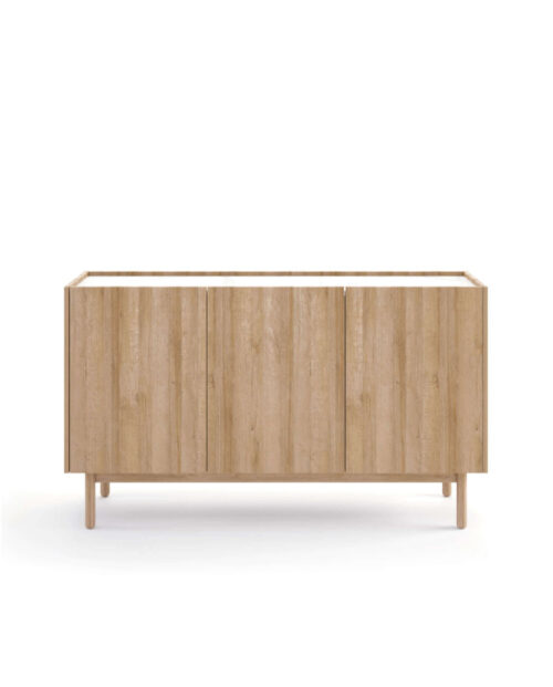 Boho kumode K144/83, trīs durvis, Riviera Oak/Bianco marmors