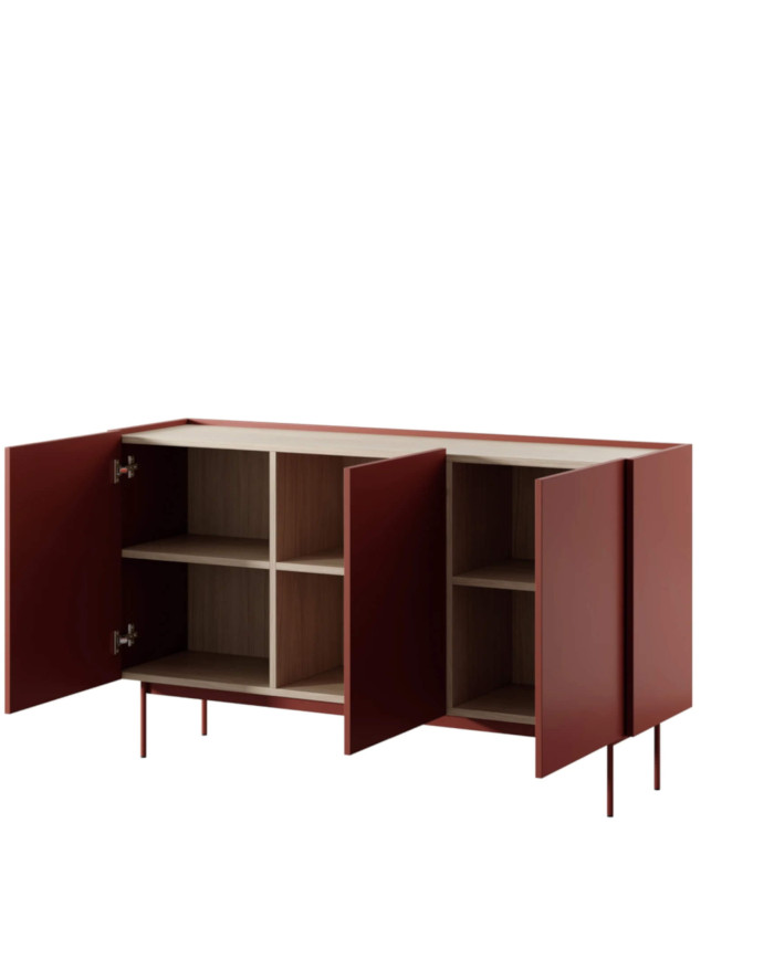 KRĀSA K144 kumode, keramikas sarkana / Linea ozolkoka durvis — 2 attēls