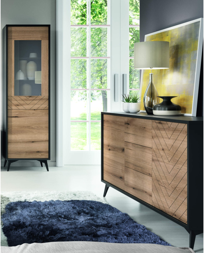 Diamond K104 kumode, divas durvis, Evoke Oak/melna — изображение 5