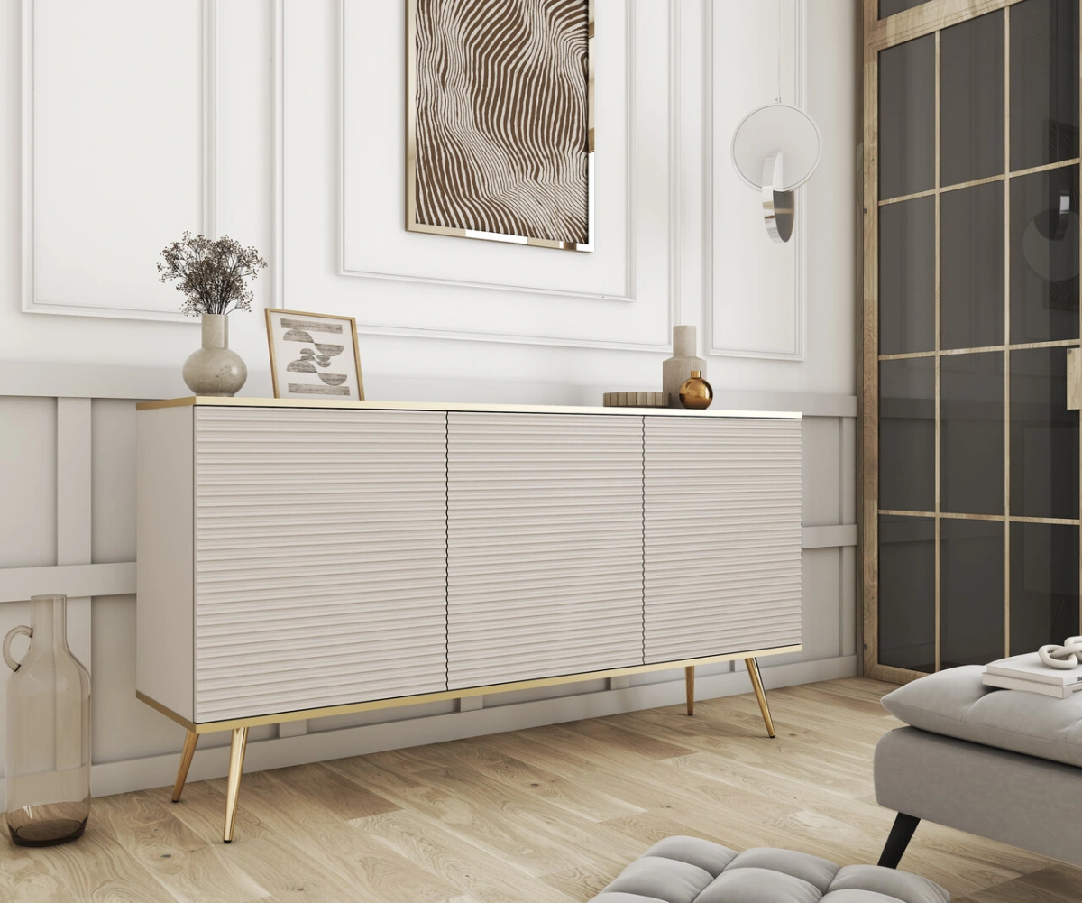 Oro K160 bēša apmalota MDF kumode — 2 attēls