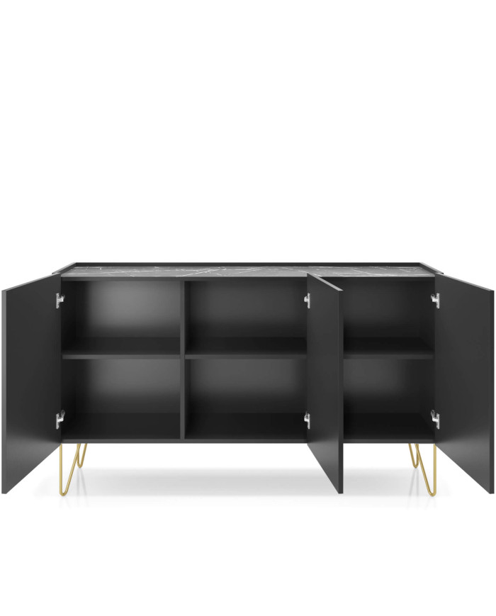 Harmony K144 kumode, trīs durvis, melns grafīts/melns karaliskais marmors — 2 attēls
