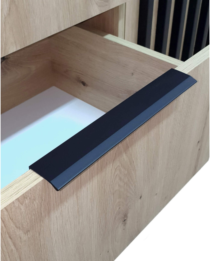 Nelly 3D kumode ar durvīm, atvilktnēm, Artisan ozols/melna — 3 attēls