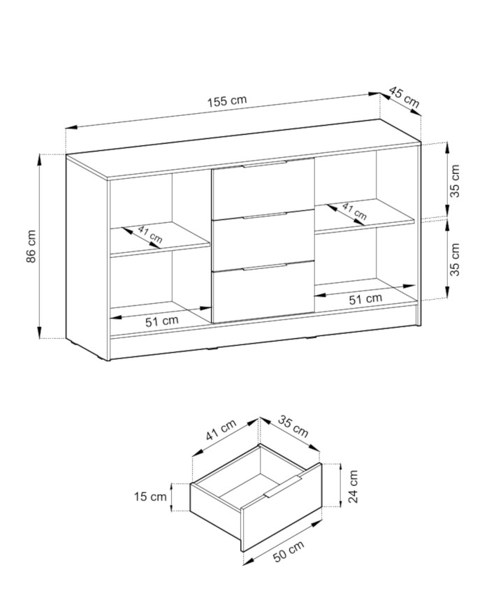 Nelly 3D kumode, grafīta/mākslinieciskais ozols — 5 attēls