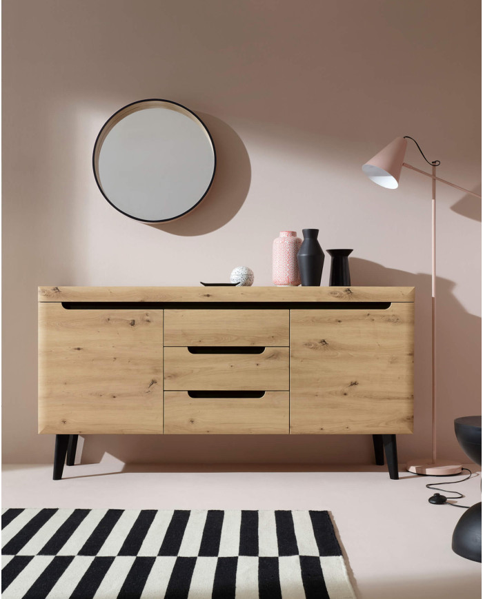 Nordi NKSZ107 kumode ar durvīm, atvilktnēm, Artisan ozols/melna — изображение 3