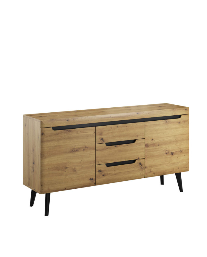 Nordi NKSZ160 kumode ar durvīm, atvilktnēm, Artisan ozols/melna